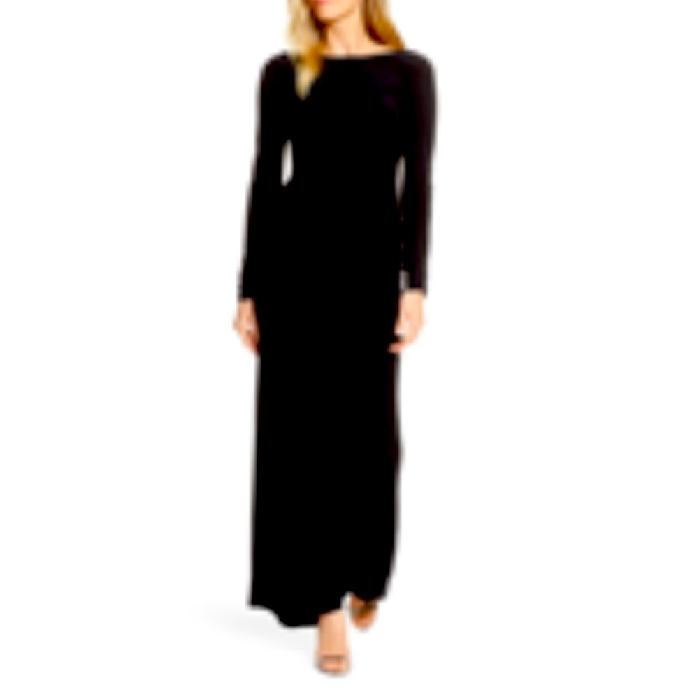 Vince Camuto Ruched Evening Dress In Black